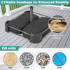 Fillable umbrella base with two sandbags for stability, featuring a dust-proof cover and sturdy metal frame for outdoor.