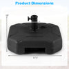 Heavy-duty 17-inch umbrella base with dimensions 10"x17.5", designed for stability and easy movement for outdoor use.