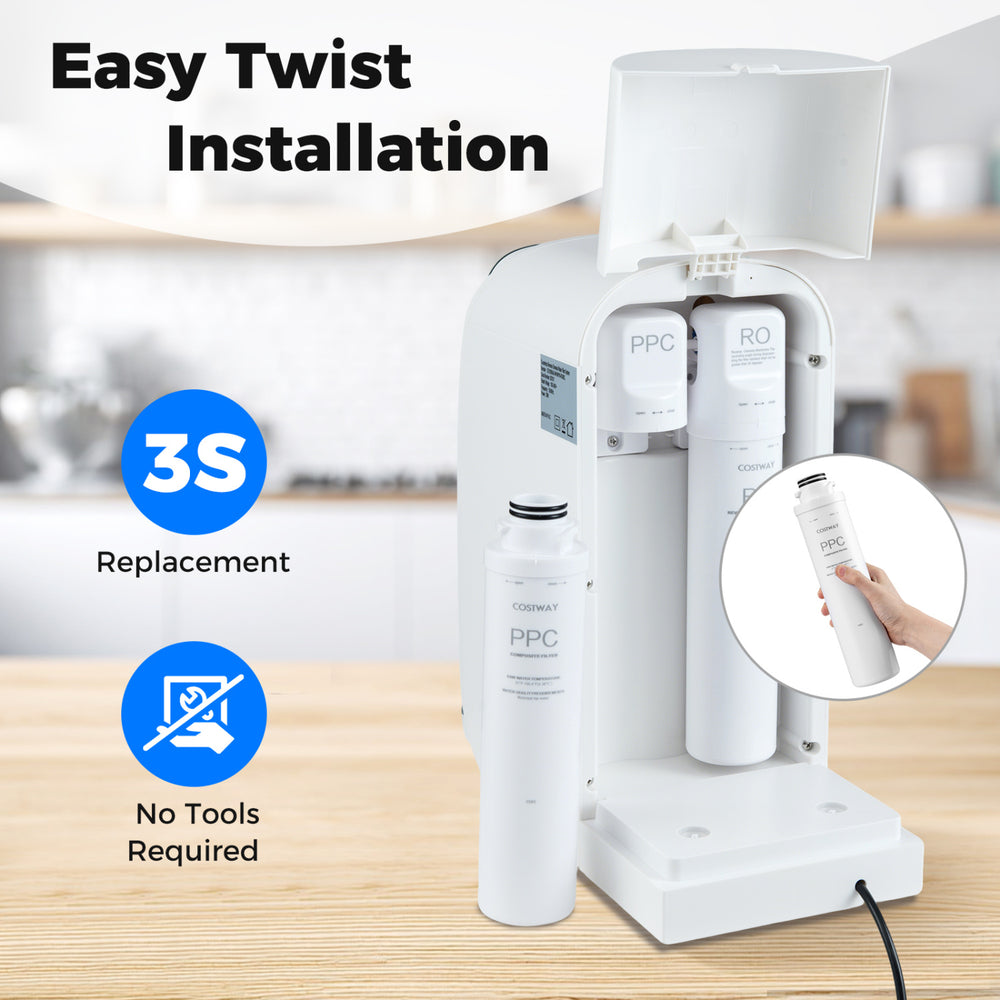PPC filter replacement for WYN-ROZ902 countertop RO system with easy twist-in installation for quick, tool-free changes.