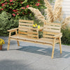 Outdoor Fir Wood Bench with Foldable Middle Table-Natural - Gallery View 1 of 11