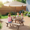 Fir Wood Kids Picnic Table with 2 Built-in Benches and Umbrella-Coffee - Gallery View 1 of 10