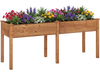 Fir wood outdoor raised garden bed with divider panel and drainage holes, perfect for planting fruits and herbs.