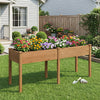 Fir wood outdoor raised garden bed with divider panel, featuring 8 drainage holes, perfect for various plants in gardens.