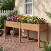 Fir Wood Outdoor Raised Garden Bed with Divider Panel and Drainage Holes-Yellow - Gallery View 1 of 10