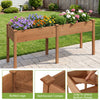 Fir wood outdoor raised garden bed with divider panel and drainage holes, ideal for patios and gardens.