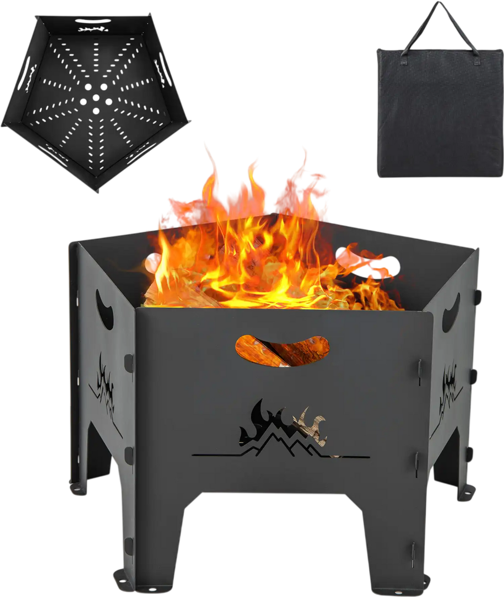 19 Inches Collapsible Portable Plug Fire Pit with Storage Bag