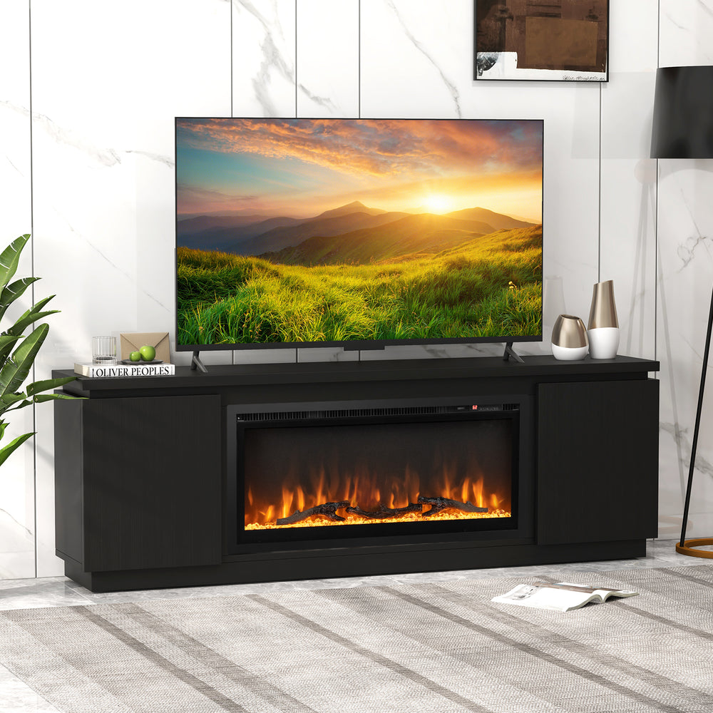 Costway Fireplace TV Stand with 3 Adjustable Shelves for 80" TVs New
