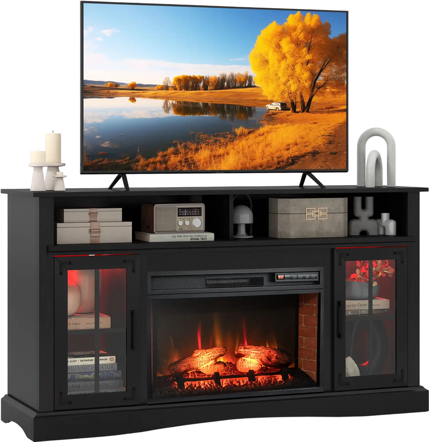 Costway Fireplace TV Stand w/ Remote Control Thermostat for TVs Up to 50