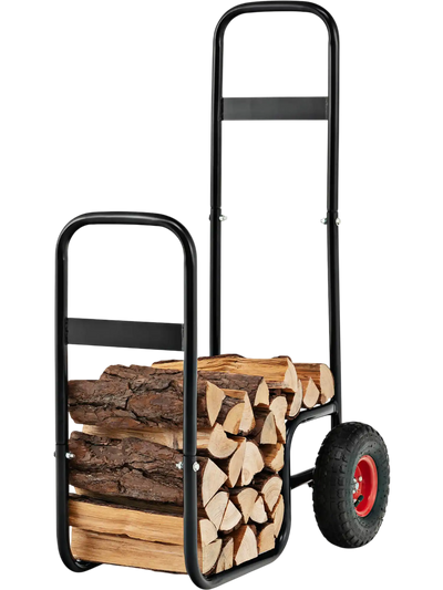Costway Firewood Log Cart Carrier w/ Rubber Wheels 29578431 New