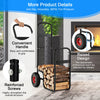 Firewood log cart carrier with wear-resistant rubber wheels and raised steel frame for easy outdoor movement and.