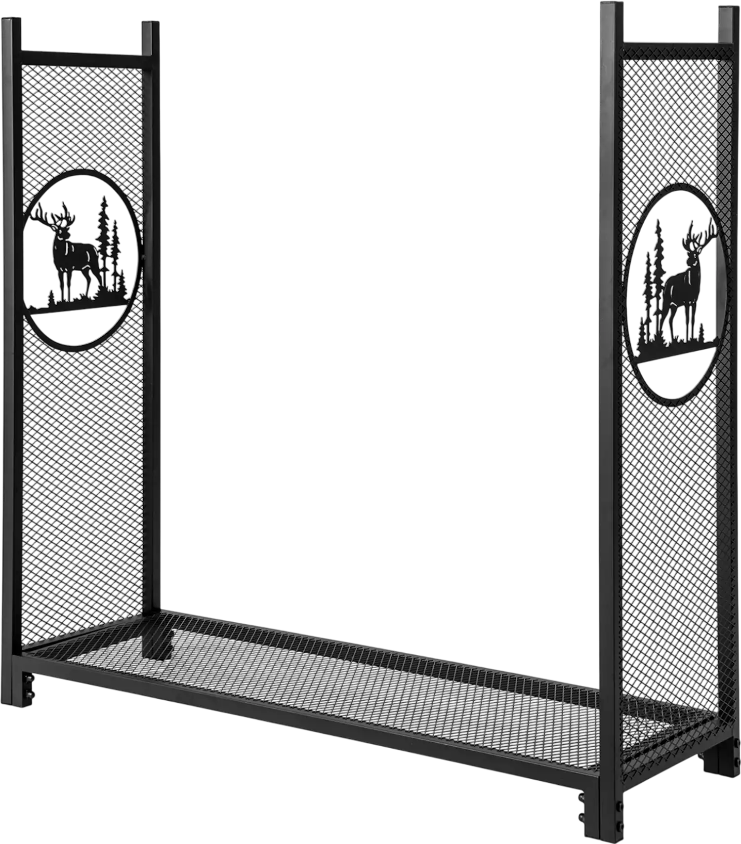 Costway 4' Firewood Rack Stand with Mesh Sides 72436951 New