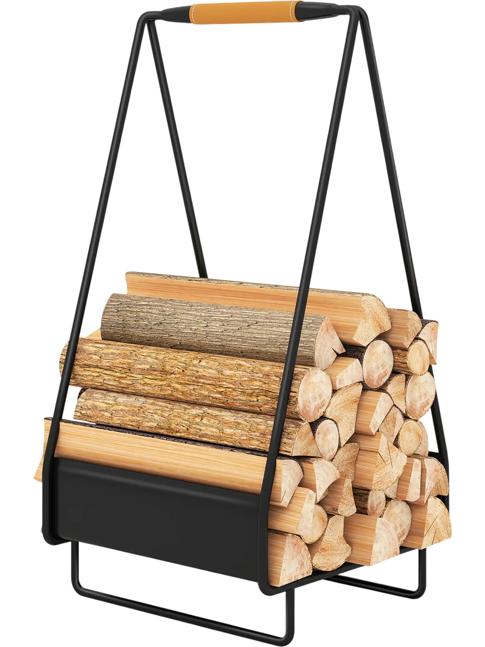 Firewood Storage Rack Heavy-duty Metal Log Holder with Handle and Square Rack