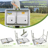 Folding fish cleaning table with two sinks, durable HDPE, and 360° rotating faucet for easy outdoor use.