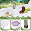 Fish cleaning table with two sinks, 360° swivel faucet, and measuring scale for outdoor food prep and cleaning.