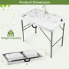 Fish cleaning table with two sinks, durable HDPE material, and 360° rotatable faucet for easy food prep and cleaning.
