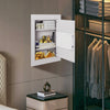 Digital flat recessed wall safe in white, featuring two shelves, tamper-proof hinges, and a secure PIN code lock.