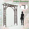 Flat top garden arch trellis in brown, 85" tall, crafted from sturdy fir wood for climbing plants and wedding decor.