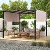 10 x 10 ft Flat Top Pergola with Retractable Canopy for Garden Pool Porch and Backyard-Beige - Gallery View 1 of 10