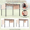 Adjustable beige canopy for 10 x 10 ft pergola, featuring sturdy metal frame and hook and loop fasteners for outdoor.