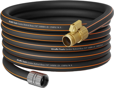 Giraffe Tools Flexible Garden Hose with Shut off Valve - New