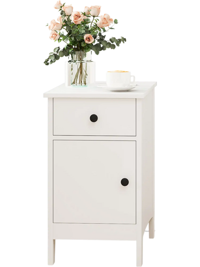 Costway Flip Top End Table Charging Station Drawer White 579361428 New