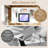 Flip top end table in white with USB ports and outlets, featuring a drawer and charging station for clutter-free.