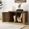 Rustic cat washroom furniture with double barn doors, featuring a side entrance for easy feline access and cleaning.