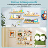 Set of 4 wall-mounted picture ledge shelves in natural fir wood, ideal for kids' rooms and playrooms, displaying books.