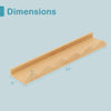 Wave-shaped 24-inch natural fir wood picture ledge shelf, ideal for kids' rooms and playrooms, showing dimensions.