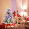 4.5 Feet Flocked Christmas Tree with 8 Lighting Modes and Multi-Color LED Lights-4.5 ft - Gallery View 1 of 10