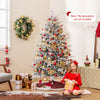 Flocked 6-foot Christmas tree with multi-color LED lights, showcasing 8 lighting modes, perfect for festive decor.
