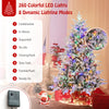 6 feet flocked Christmas tree with 260 multi-color LED lights and 8 dynamic lighting modes for festive decoration.