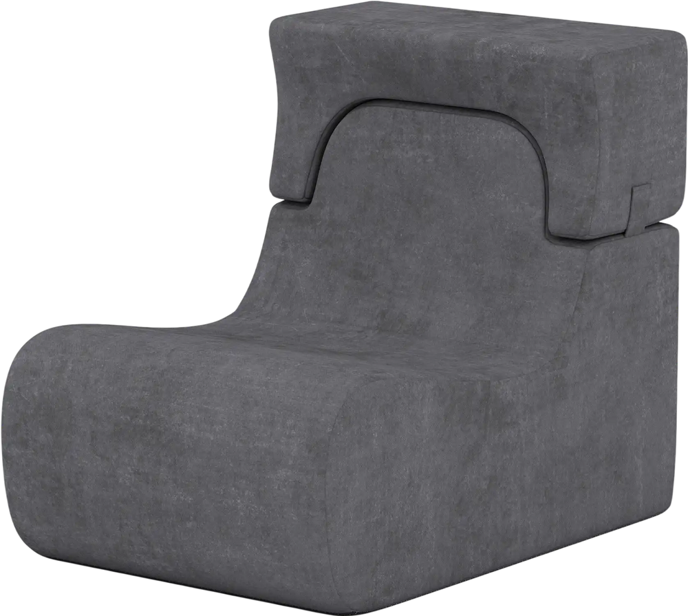 Gray floor chair lazy sofa with detachable headrest, made of soft sponge for comfortable seating, ideal for relaxing.