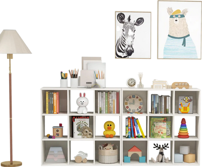 Costway Wooden Kids Bookcase Storage Cubbies White 51739642 New