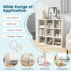Wooden kids bookcase in white with storage cubbies, ideal for organizing toys and books in children's rooms.