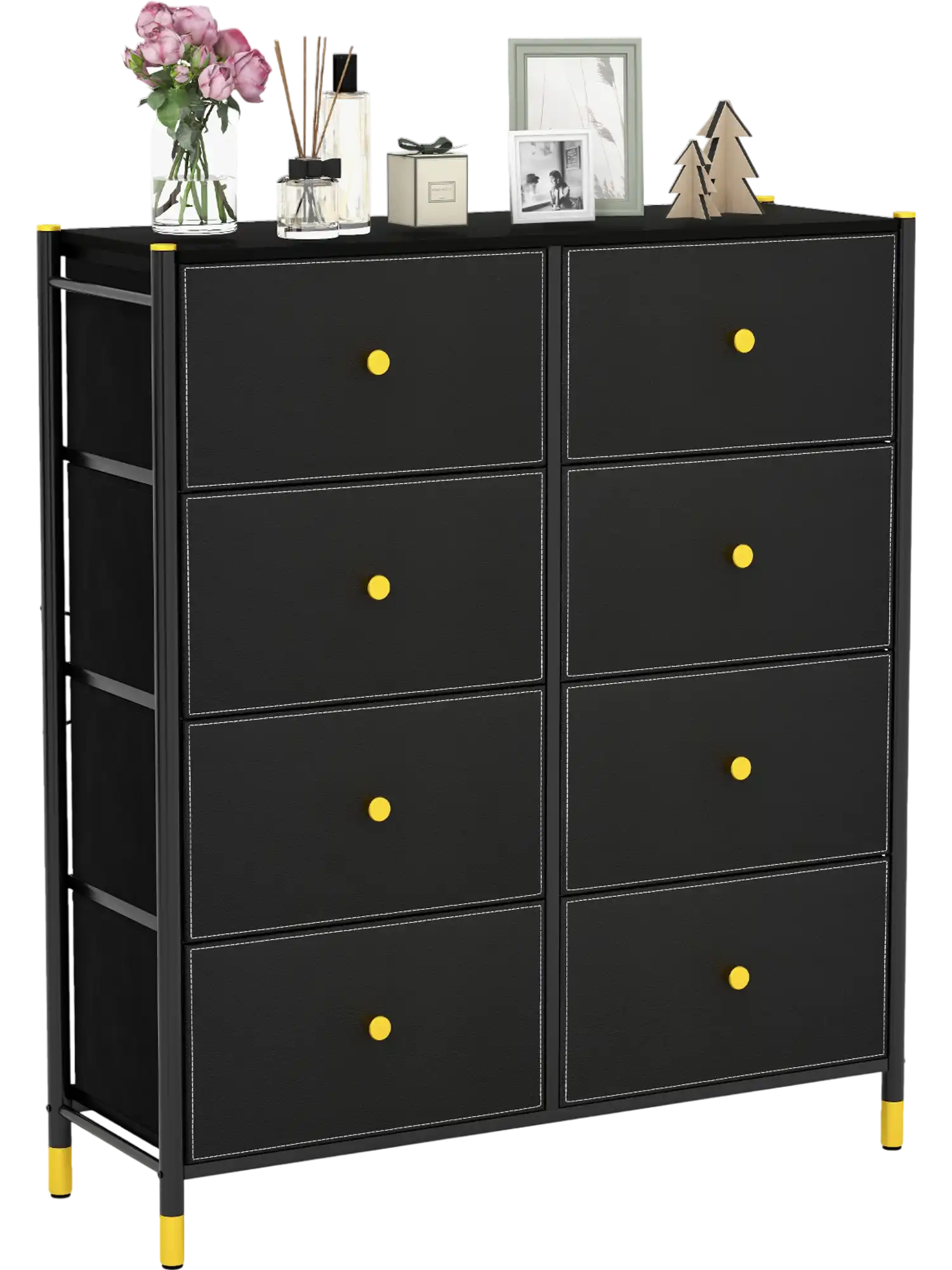 Costway Fabric Bin Storage Dresser Metal Frame 8 Drawers 95381726 New