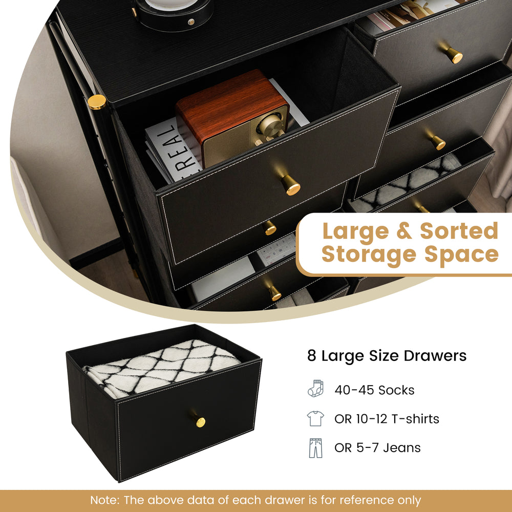 Top view of the 8-drawer floor dresser storage organizer, showcasing spacious fabric bins for versatile storage.