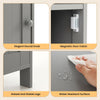 Close-up of the gray bathroom storage cabinet features, showcasing the water-resistant surface and elegant round knob.