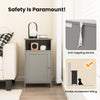 Gray freestanding adjustable shelf storage cabinet with open cube and cabinet, ideal for living room or bathroom.