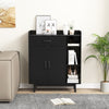 Floor Storage Cabinet Free Standing Cupboard Chest with 1 Drawer-Black - Gallery View 1 of 10