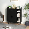 Black floor storage cabinet with a sleek design, featuring 1 spacious drawer and 3 side compartments for stylish.