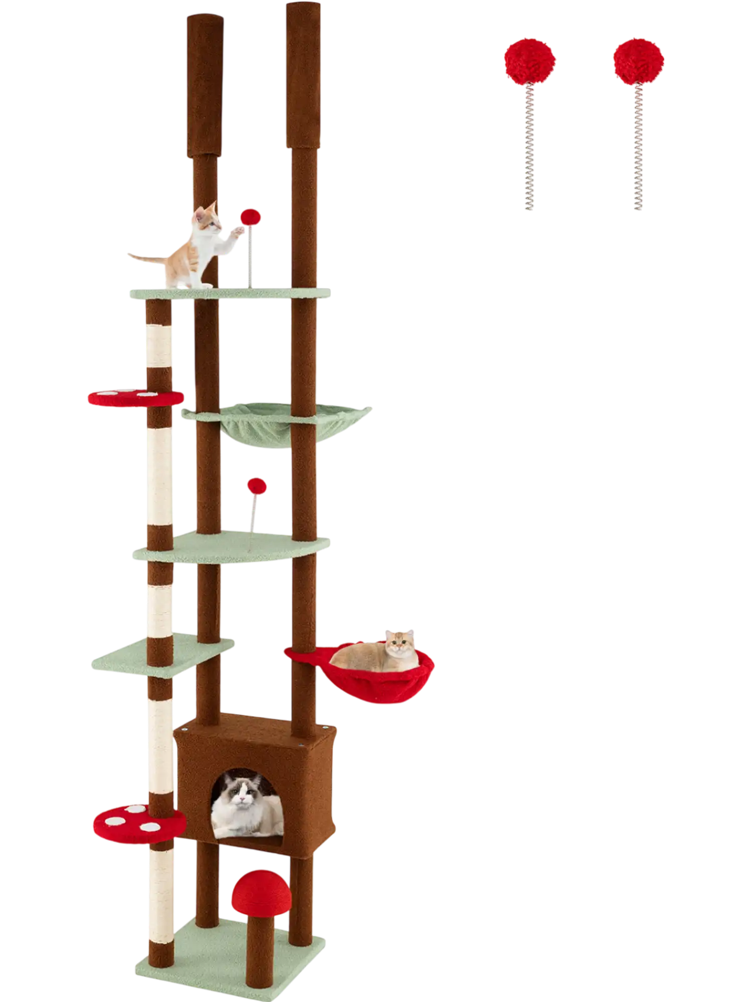 Costway Floor to Ceiling Cat Tree Condo Hammock Mushroom Themed Adjustable 69792210 New