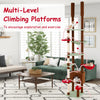 Multi-level cat tree with mushroom theme, featuring scratching posts, condo, and hammock for exercise and exploration.