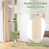 Floor to ceiling cat tree with adjustable height, cozy condo, and robust posts for safe play and scratching.