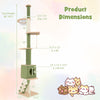 Adjustable height cat tree with cozy condo, scratching posts, and 3-step ladder in green for playful feline fun.