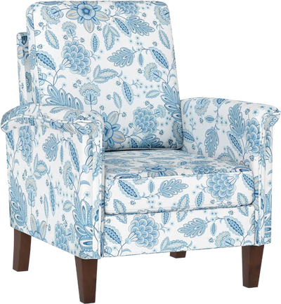 Costway Floral Accent Chair Boho Farmhouse Armchair High Back Wood Legs 34726787 New