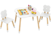 Flower-shaped kids table set with solid pine wood legs, ideal for playrooms and kindergartens, featuring cozy seating.