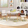Flower-shaped kids table set with solid pine wood legs, perfect for playrooms and safe for children aged 3+.