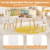Flower-shaped kids table set with solid pine wood legs, ideal for playrooms and kindergartens, featuring cozy seats.