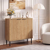 Fluted Buffet Cabinet with 2-Door Sideboard for Kitchen and Dining Room-Oak - Gallery View 1 of 11